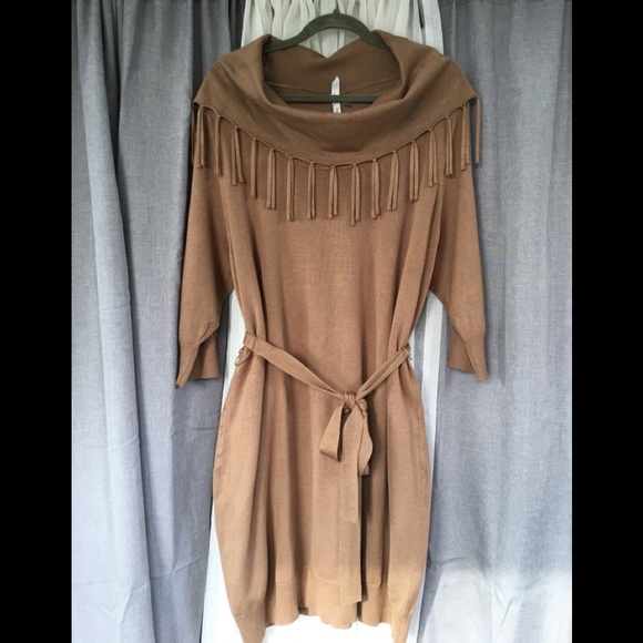 NY Collection Dresses & Skirts - 🍁Plus Size NYCOLLECTION 3/4 sleeve Tan knit dress
